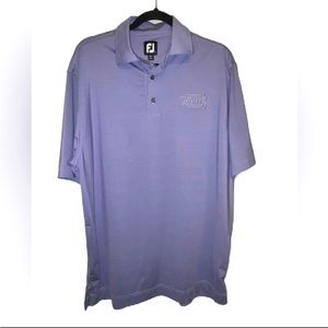 Foot Joy Purple White Striped Golf Polo Shirt. Lightweight Stretch Size Large